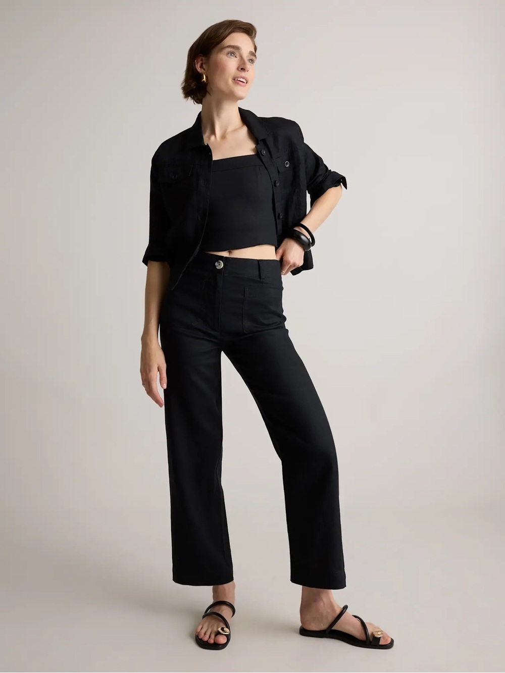 Quince 100% European Linen Patch Pocket Wide Leg Pants 6